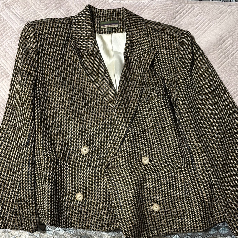 Houndstooth Double-Breasted Blazer